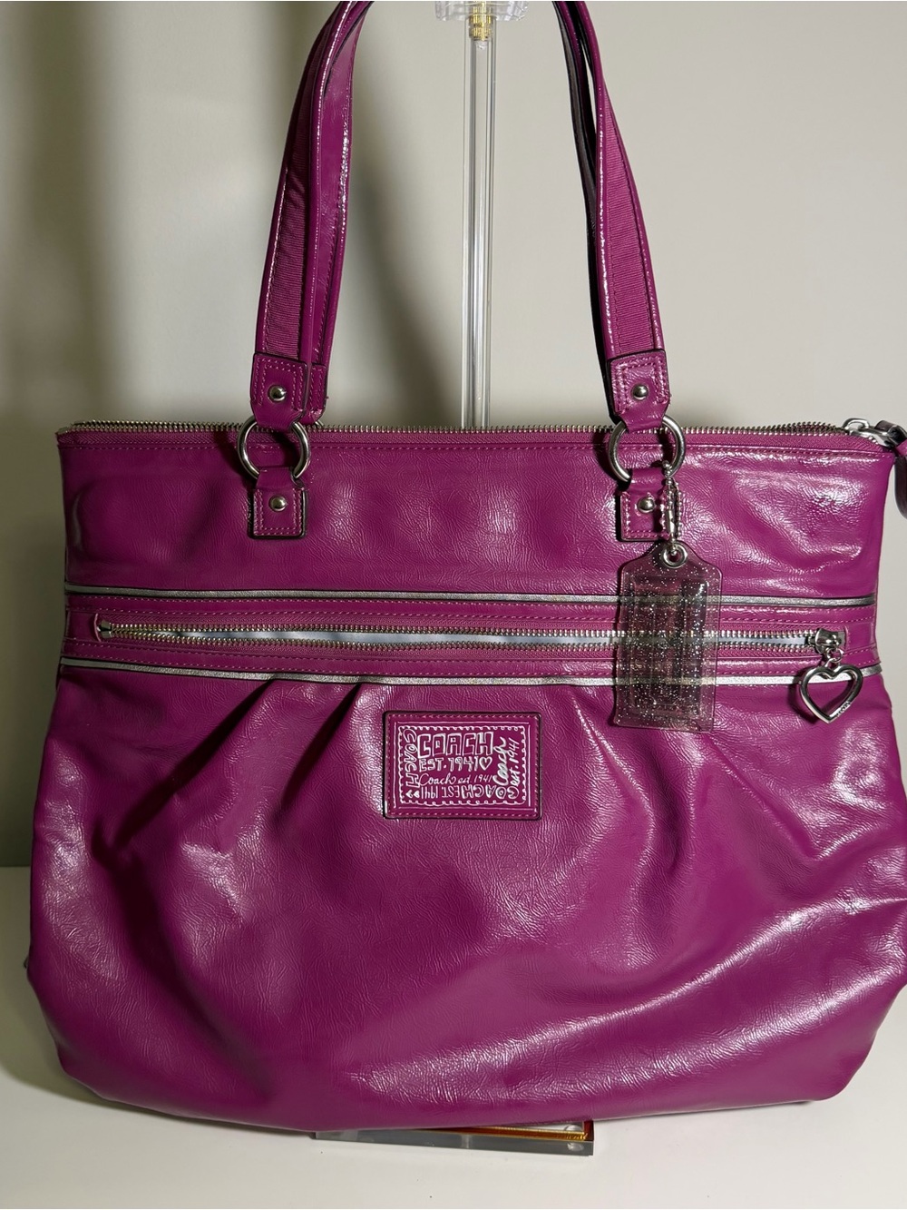 Coach Poppy Daisy Fuchsia Patent Leather Tote
